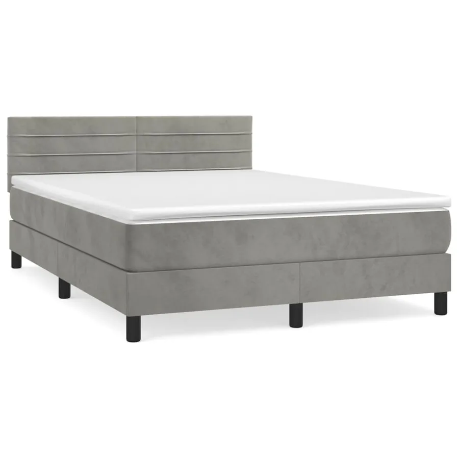 Sommier à lattes de lit et matelas Gris clair 140x190cm Velours - 2