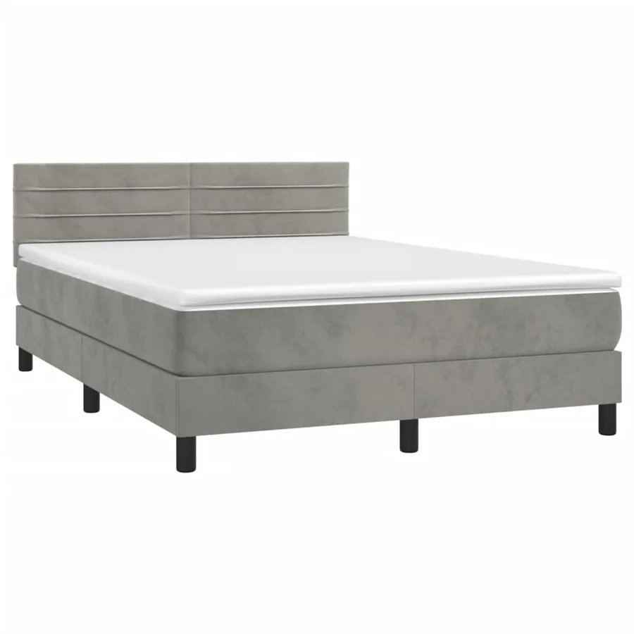 Sommier à lattes de lit et matelas Gris clair 140x190cm Velours - 3