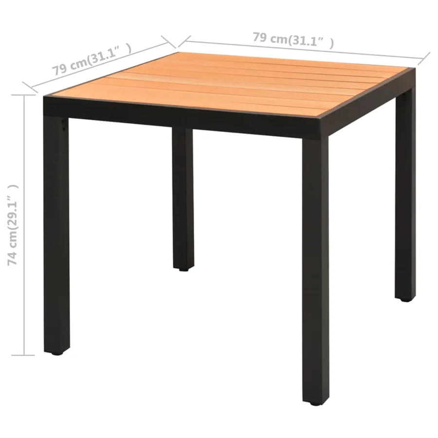 Ensemble à manger de jardin 3pcs PVC résine tressée noir marron - 7