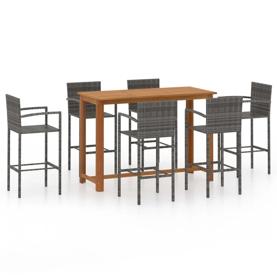 Ensemble de bar de jardin 7 pcs Gris - 2