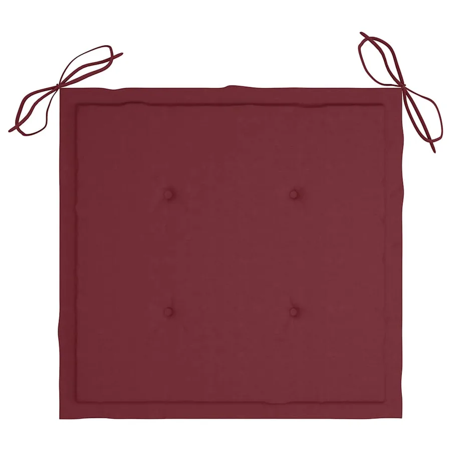 Chaises de jardin avec coussins bordeaux lot de 8 Teck massif - 7