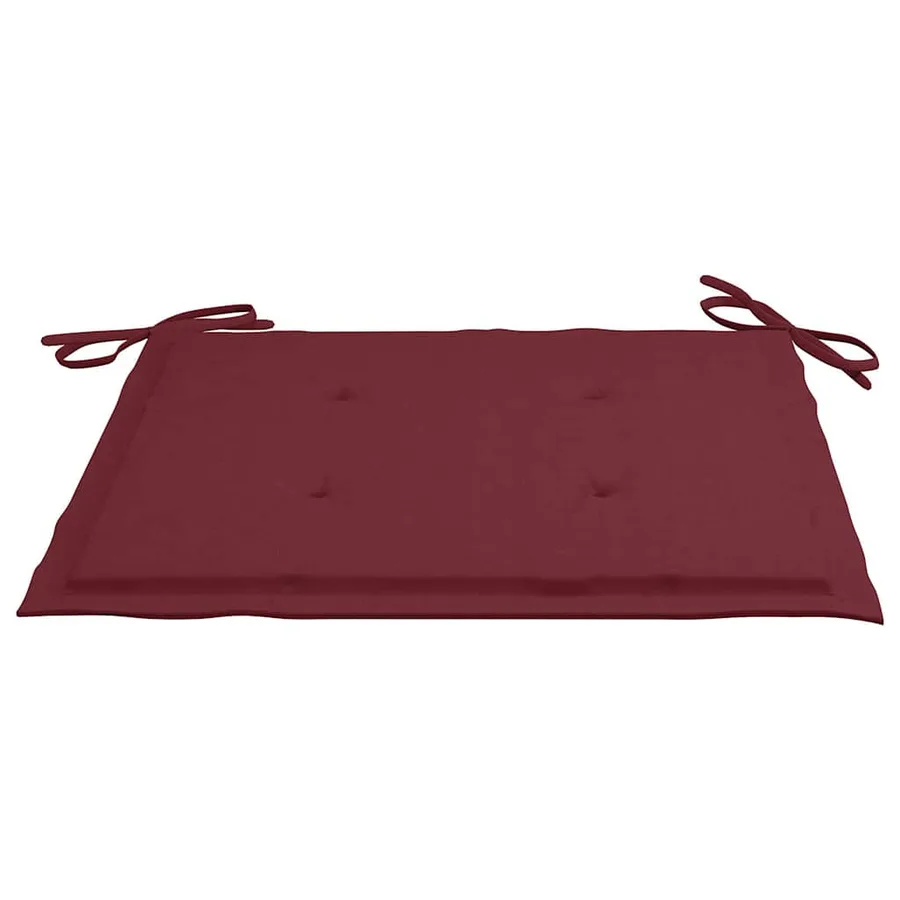 Chaises de jardin avec coussins bordeaux lot de 8 Teck massif - 9