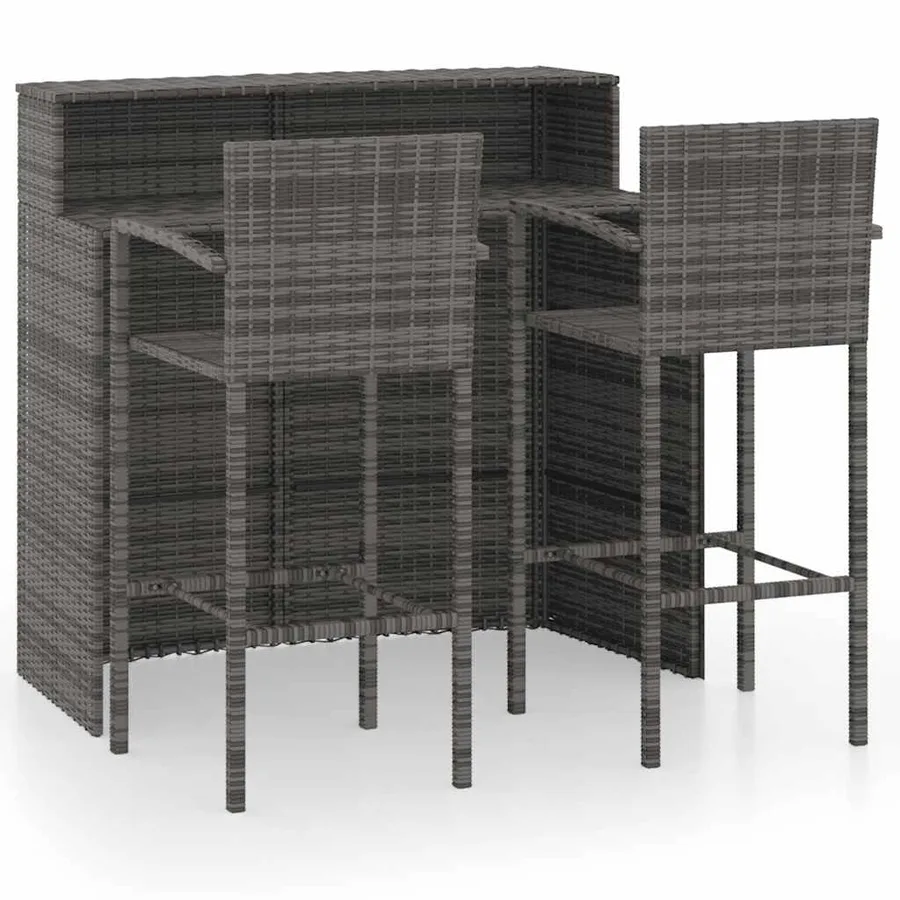 Ensemble de bar de jardin 3 pcs Gris - 2