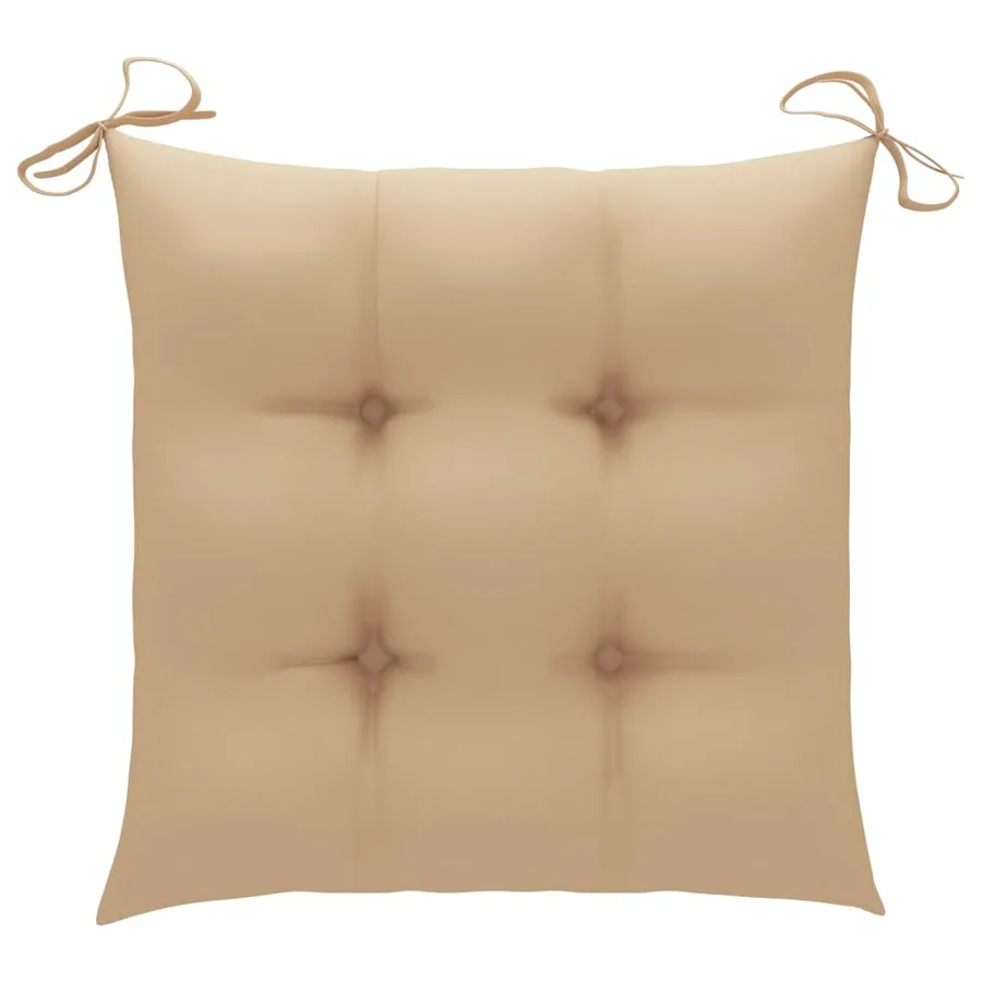 Chaises de jardin lot de 8 avec coussins beige Bois teck solide - 9