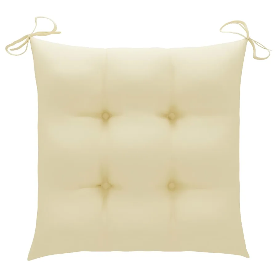 Chaises de jardin lot de 6 et coussins blanc crème Teck solide - 9