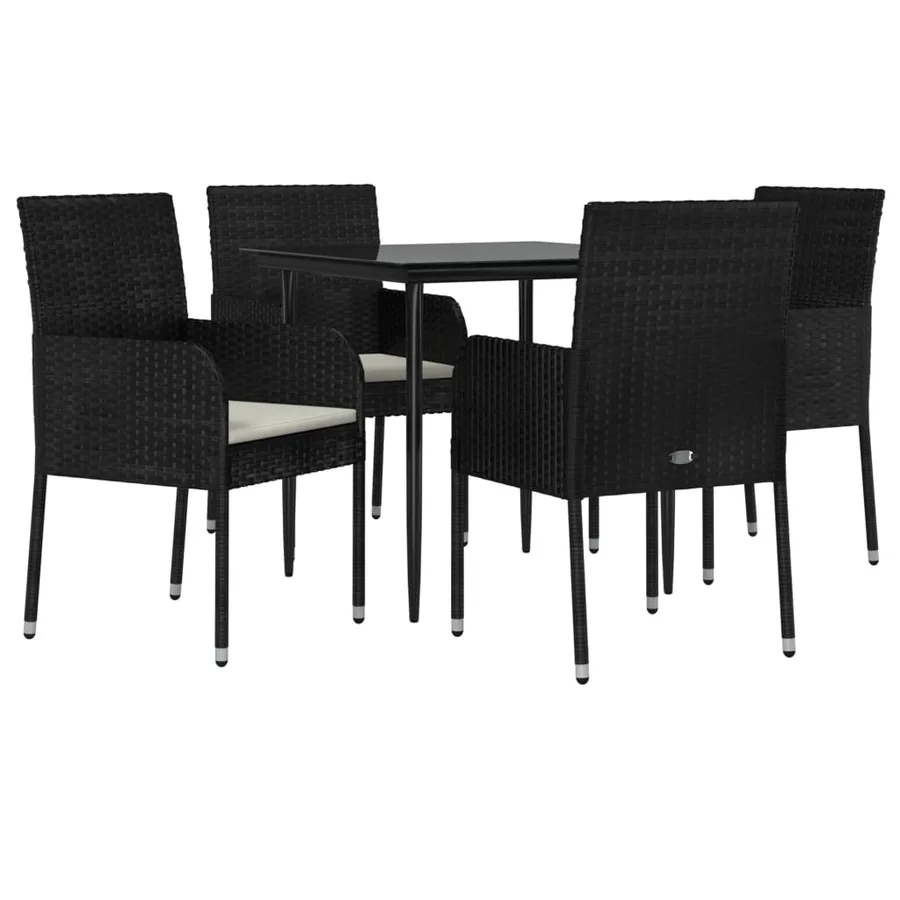 Ensemble à manger de jardin coussins 5pcs Noir Résine tressée - 3