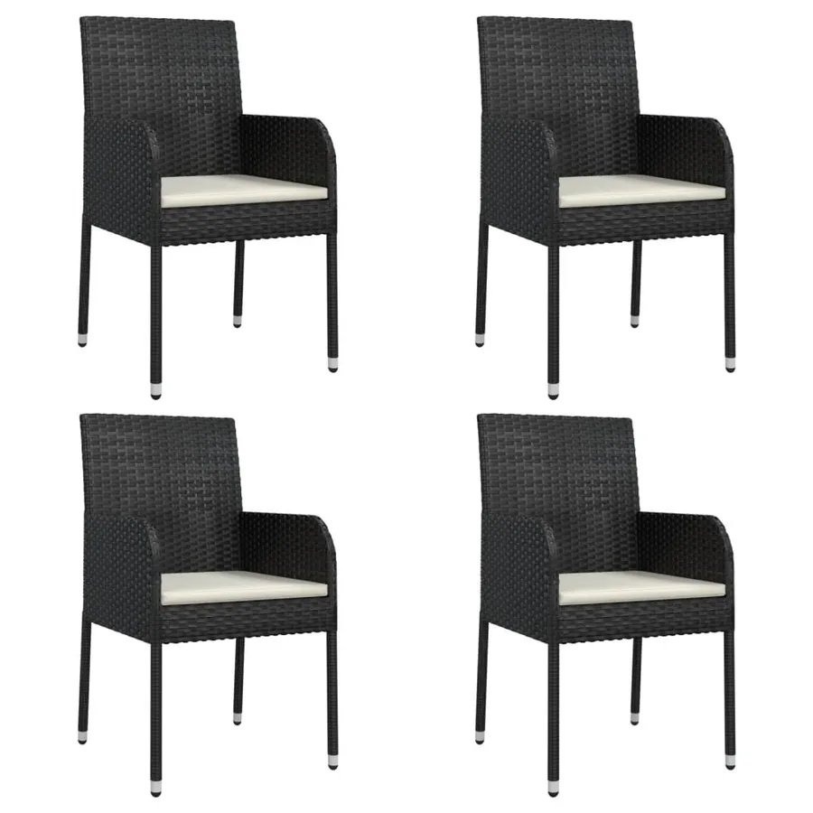 Ensemble à manger de jardin coussins 5pcs Noir Résine tressée - 4