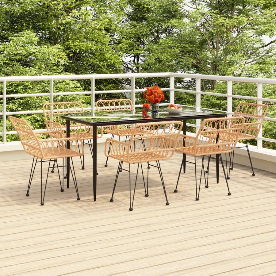 Ensemble à manger de jardin 7 pcs Résine tressée