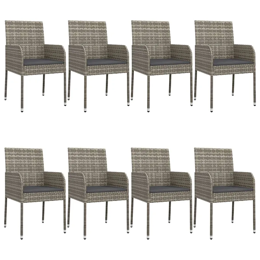 Ensemble à manger de jardin 9pcs et coussins noir et gris - 4