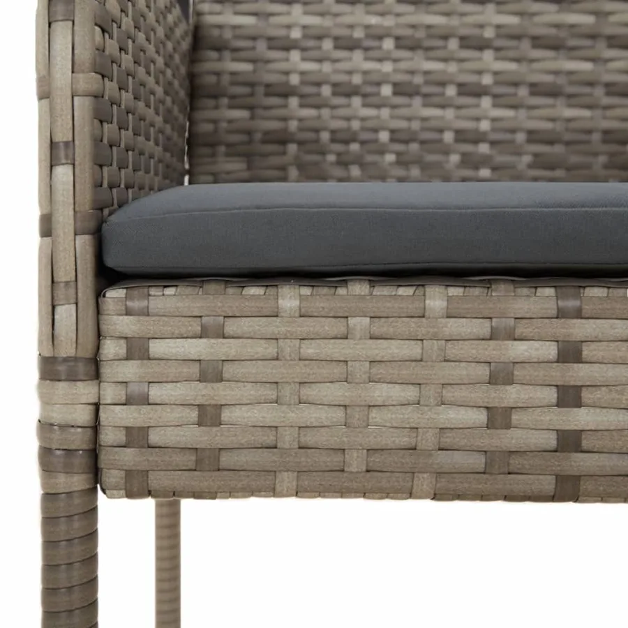 Ensemble à manger de jardin 9pcs et coussins noir et gris - 8