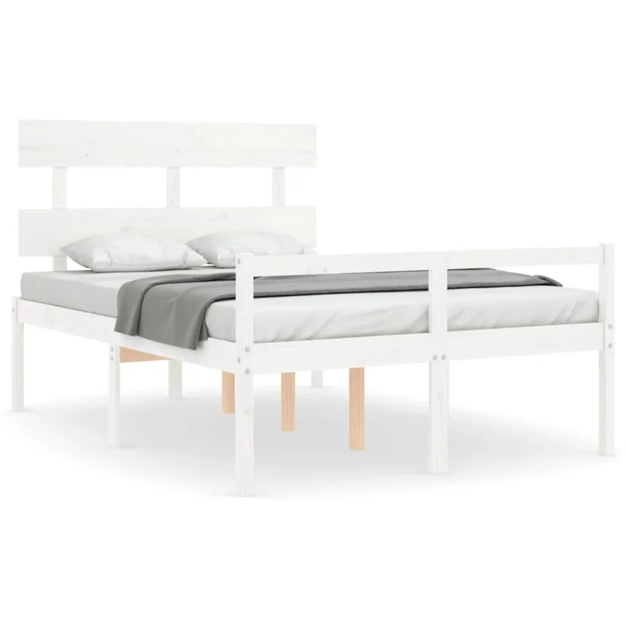 Lit pour personne âgée sans matelas blanc 120x200cm bois massif - 2