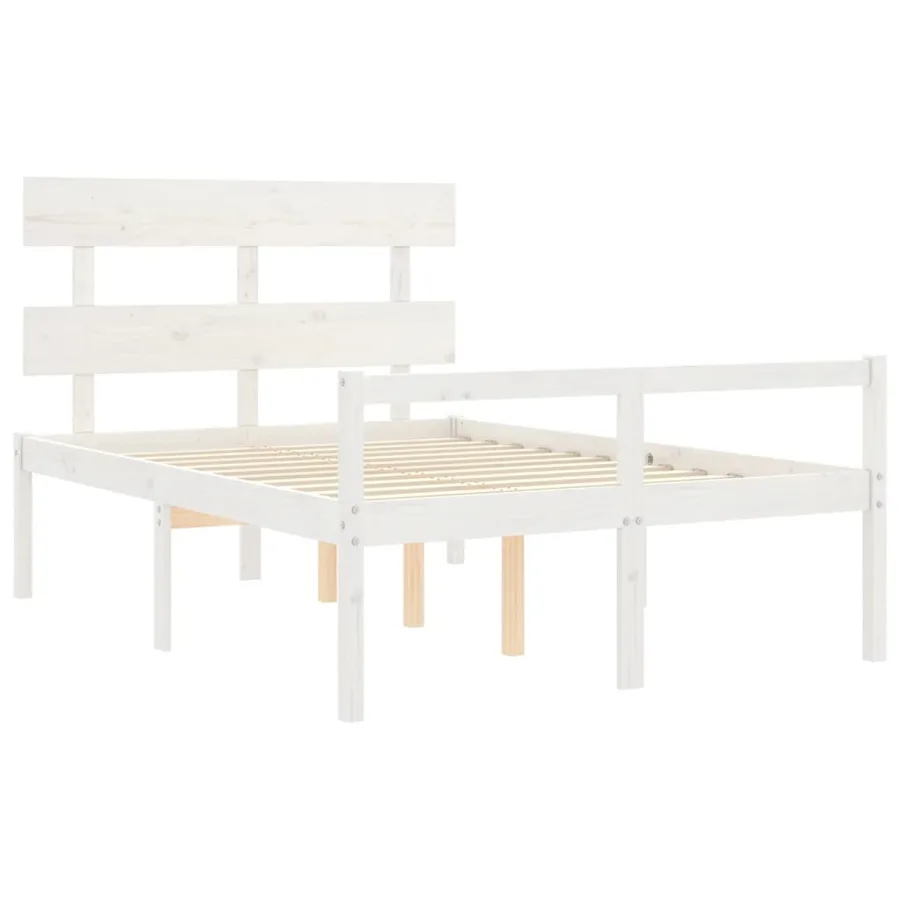 Lit pour personne âgée sans matelas blanc 120x200cm bois massif - 5