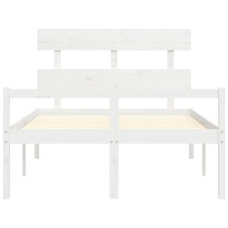 Lit pour personne âgée sans matelas blanc 120x200cm bois massif - 6