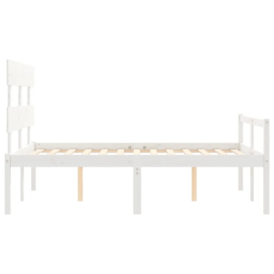 Lit pour personne âgée sans matelas blanc 120x200cm bois massif - 7