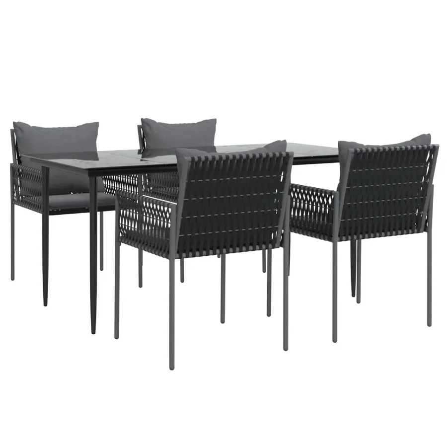 Ensemble à manger de jardin 5 pcs coussins résine tressée acier - 3