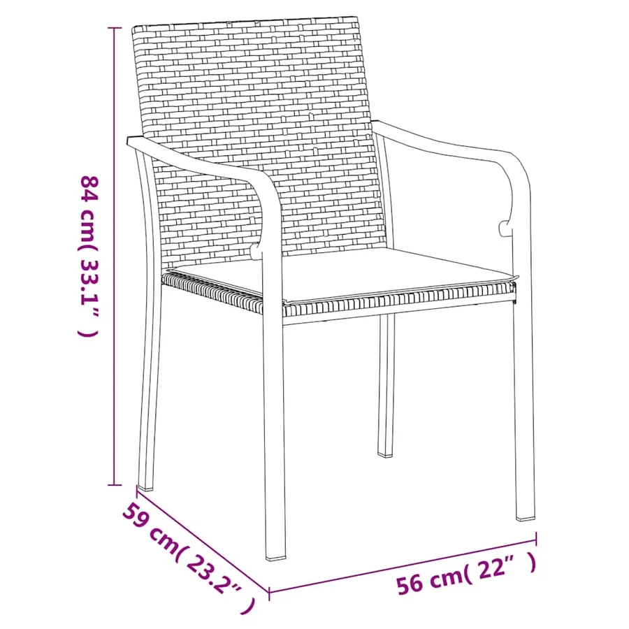 Ensemble à manger de jardin 5 pcs coussins résine tressée acier - 10