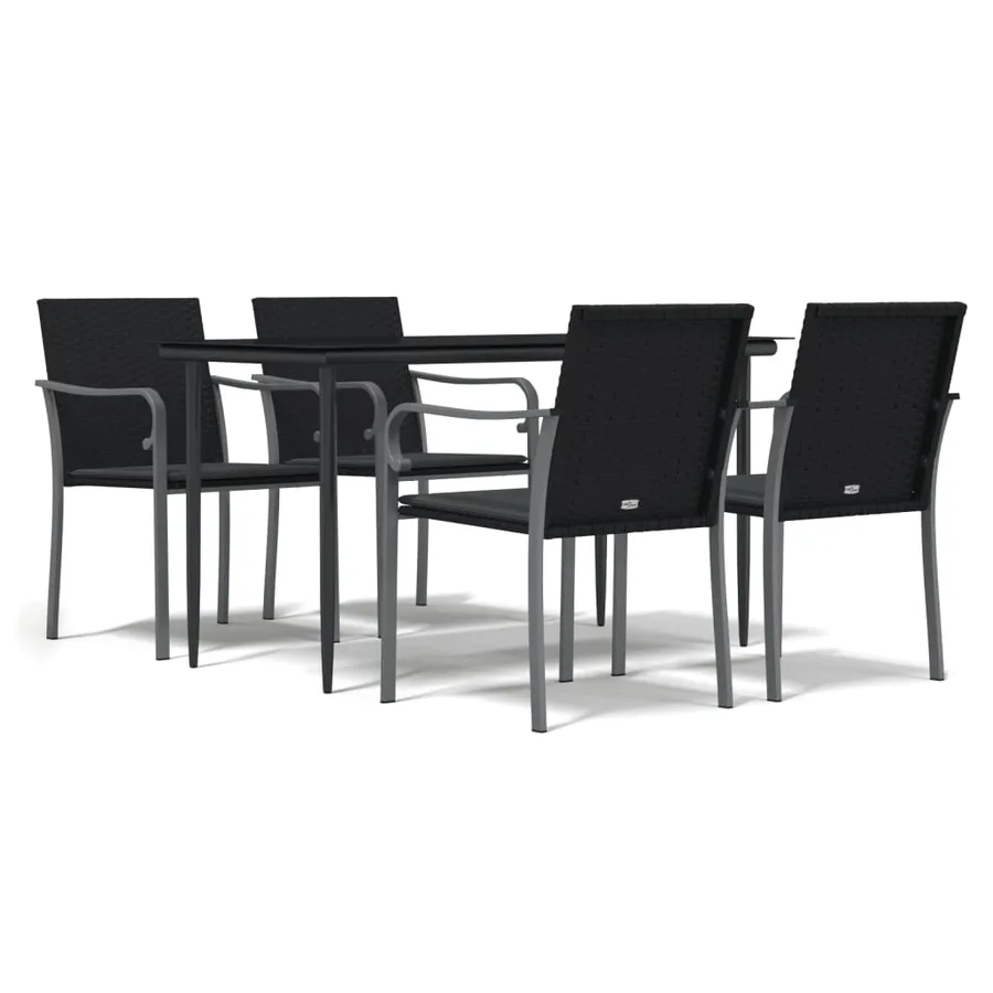 Ensemble à manger de jardin 5 pcs coussins résine tressée acier - 2