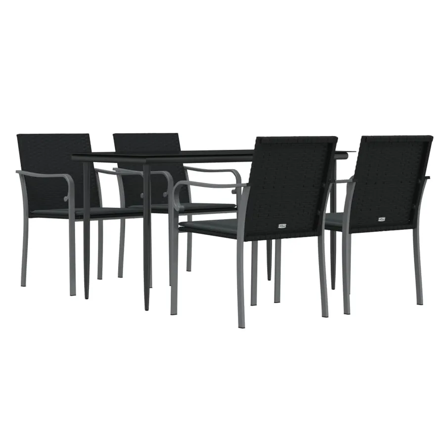 Ensemble à manger de jardin 5 pcs coussins résine tressée acier - 3