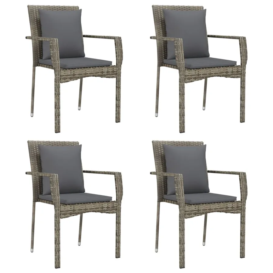 Ensemble à manger de jardin coussins 5 pcs noir et gris - 4