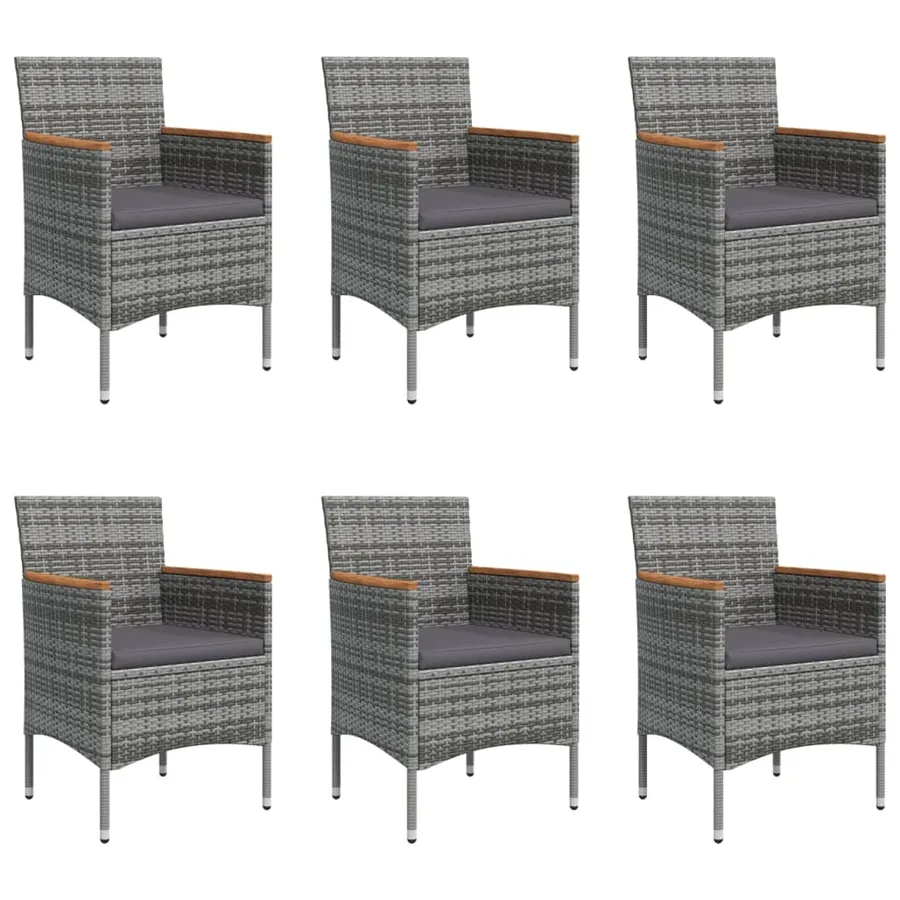 Ensemble à manger de jardin coussins 7pcs Gris et noir - 4