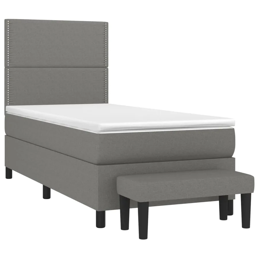 Sommier à lattes de lit avec matelas Gris foncé 90x200 cm Tissu - 3