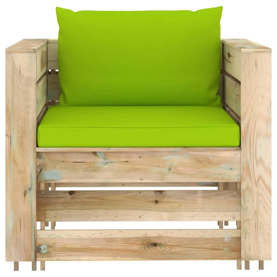Salon de jardin 2 pcs avec coussins Bois imprégné de vert - 3