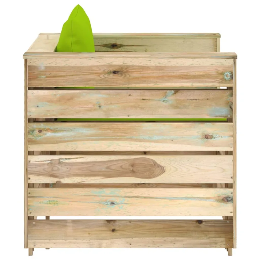 Salon de jardin 2 pcs avec coussins Bois imprégné de vert - 4