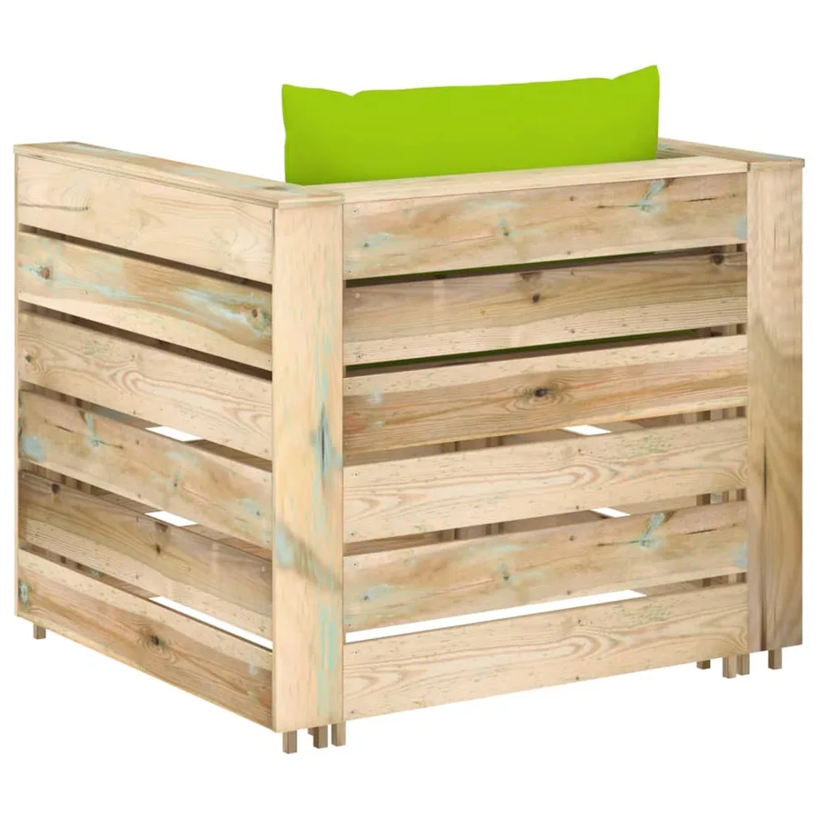Salon de jardin 2 pcs avec coussins Bois imprégné de vert - 5