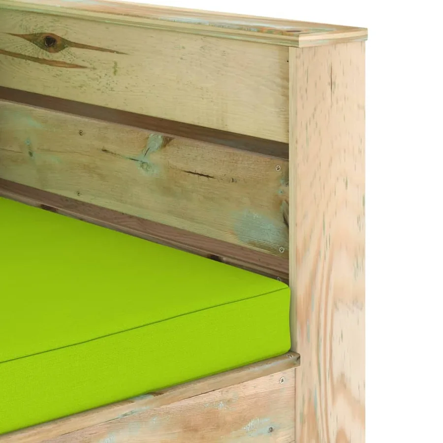 Salon de jardin 2 pcs avec coussins Bois imprégné de vert - 6