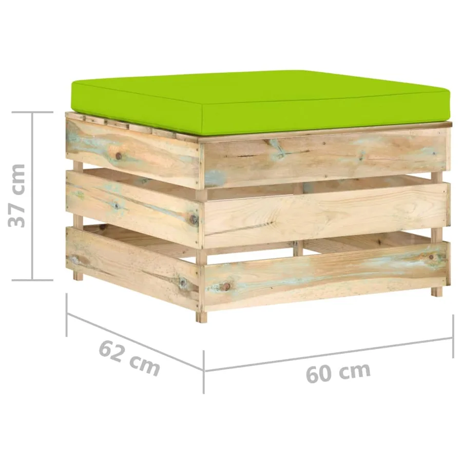 Salon de jardin 2 pcs avec coussins Bois imprégné de vert - 8