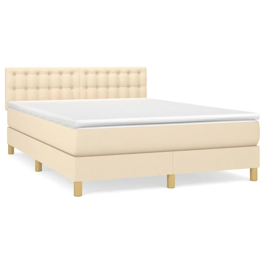 Sommier à lattes de lit avec matelas Crème 140x190 cm Tissu - 2