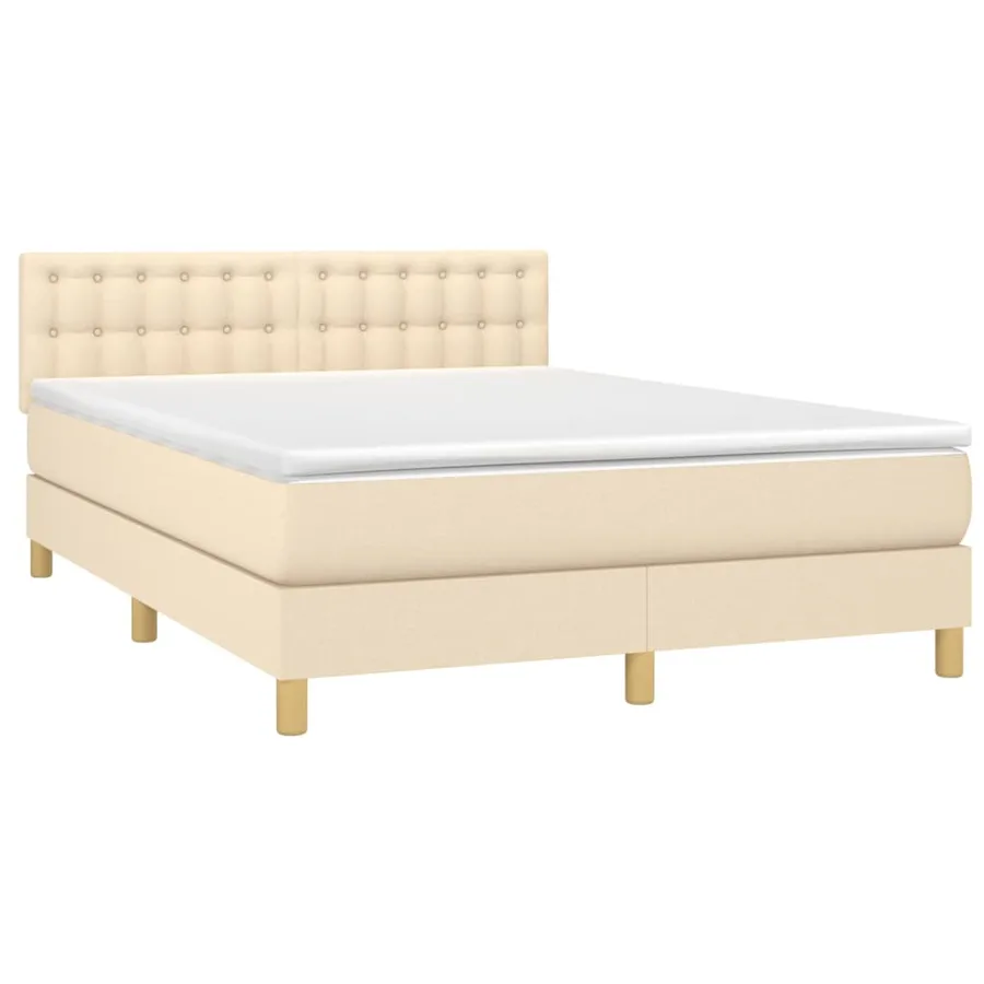 Sommier à lattes de lit avec matelas Crème 140x190 cm Tissu - 3