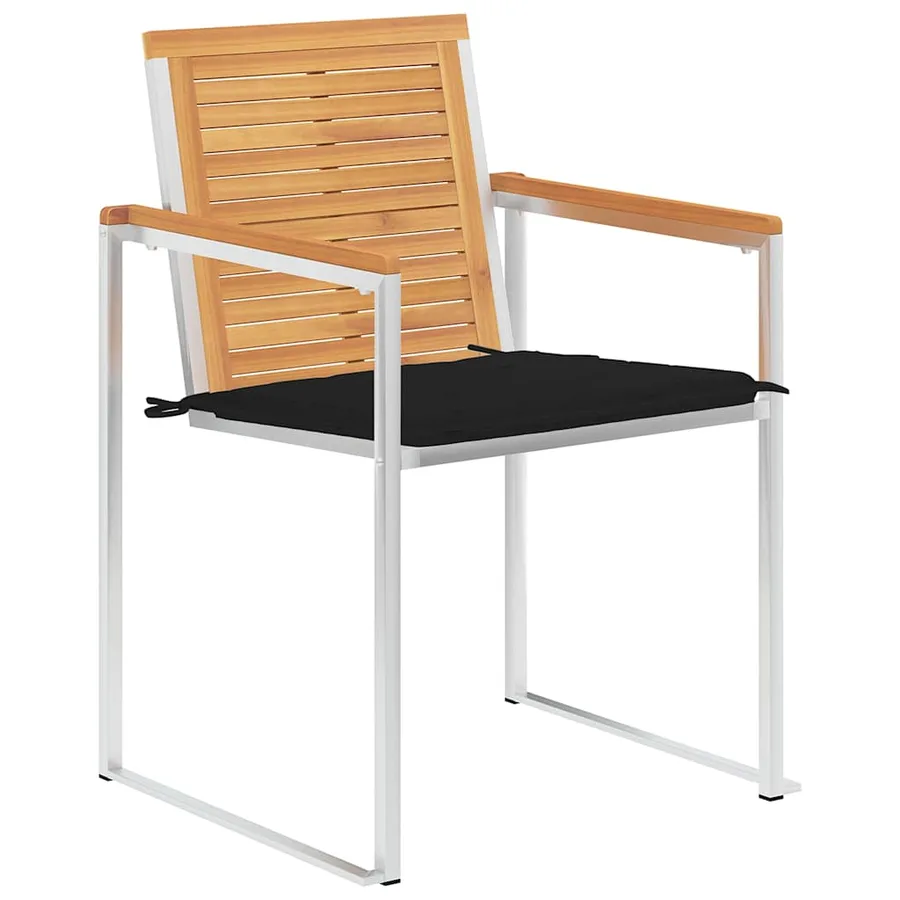 Chaises de jardin lot de 4 avec coussins Bois de teck massif - 2