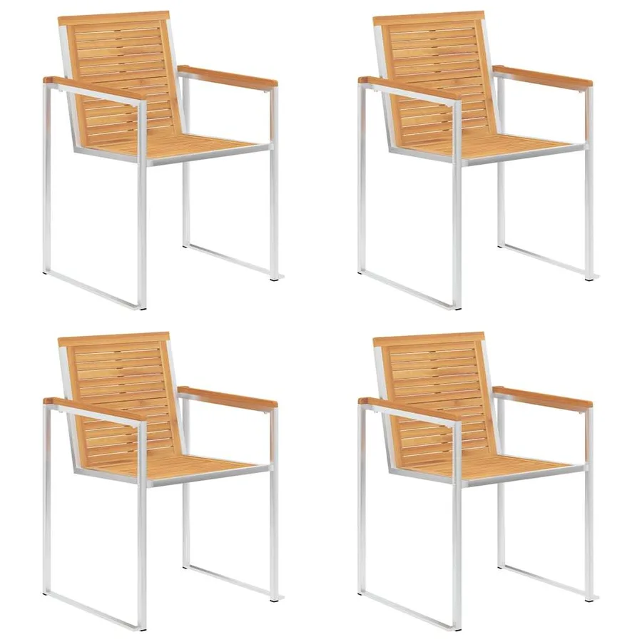 Chaises de jardin lot de 4 avec coussins Bois de teck massif - 3