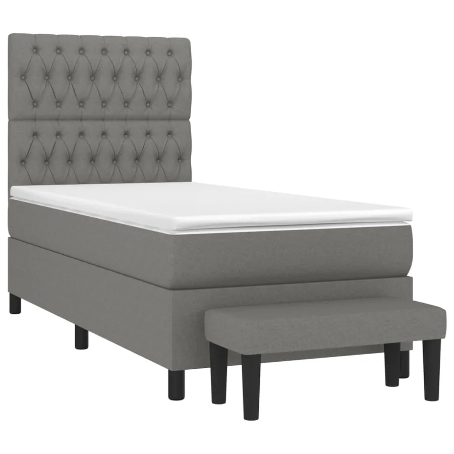 Sommier à lattes de lit avec matelas Gris foncé 90x200 cm Tissu - 3