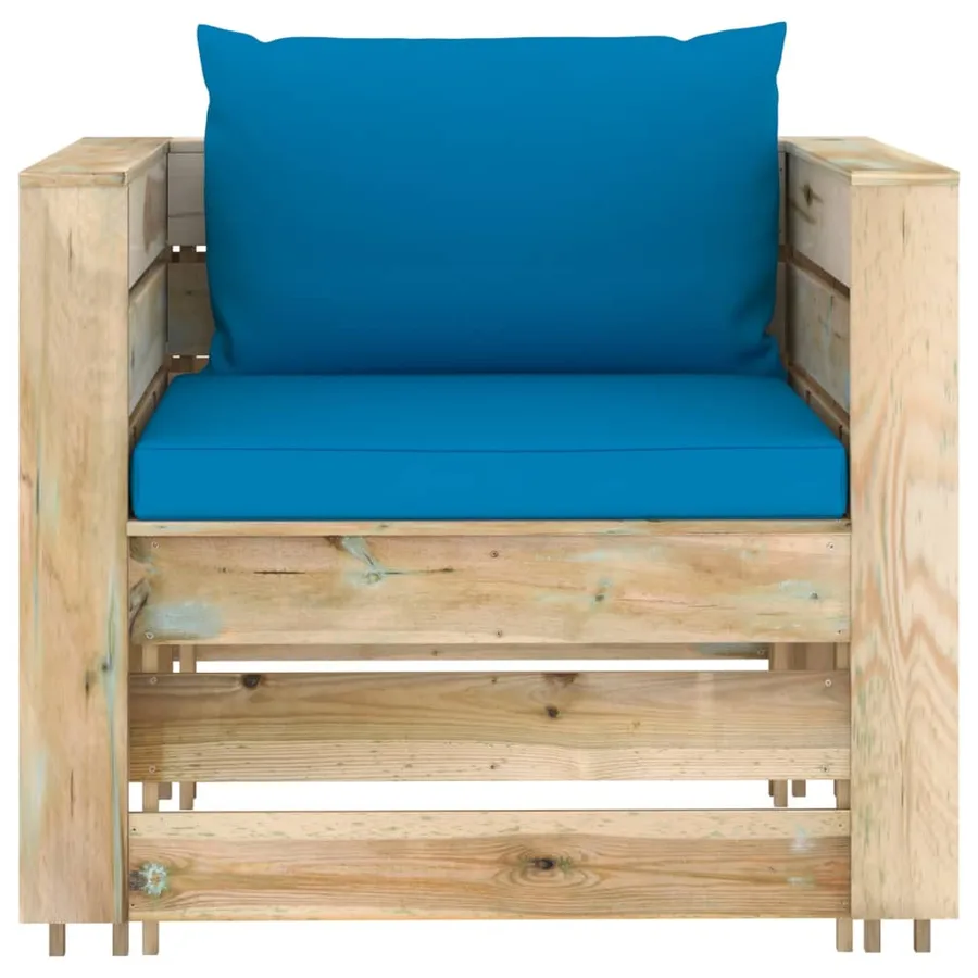 Salon de jardin 2 pcs avec coussins Bois imprégné de vert - 3