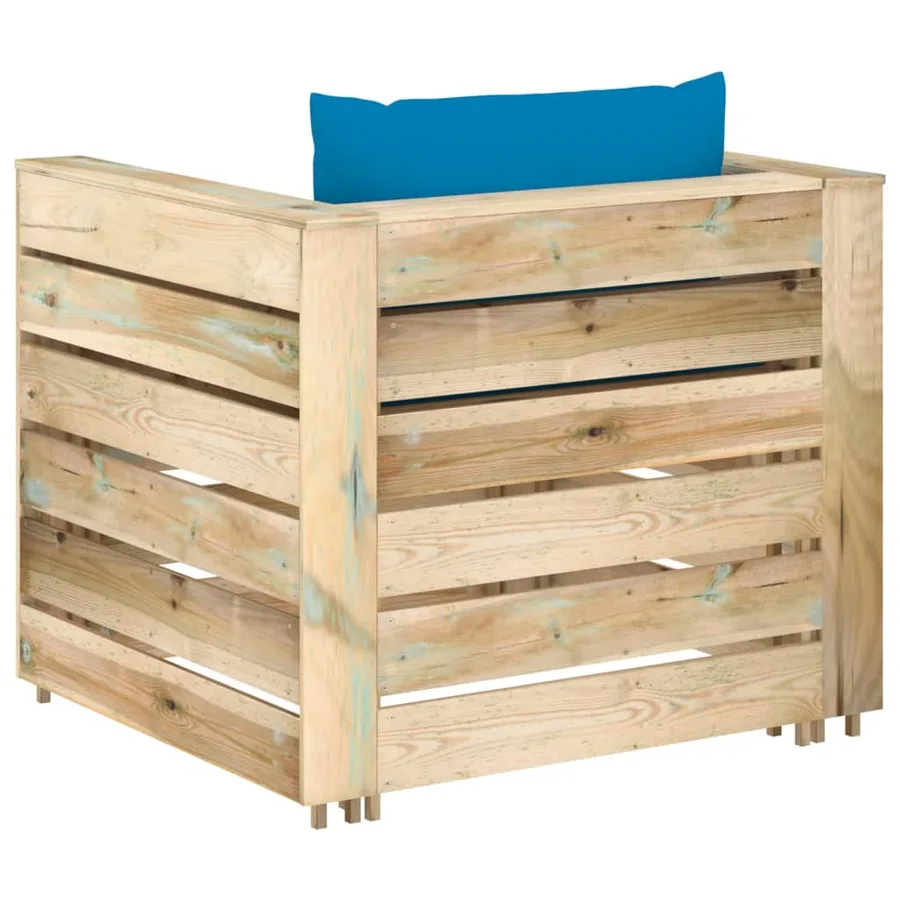 Salon de jardin 2 pcs avec coussins Bois imprégné de vert - 5