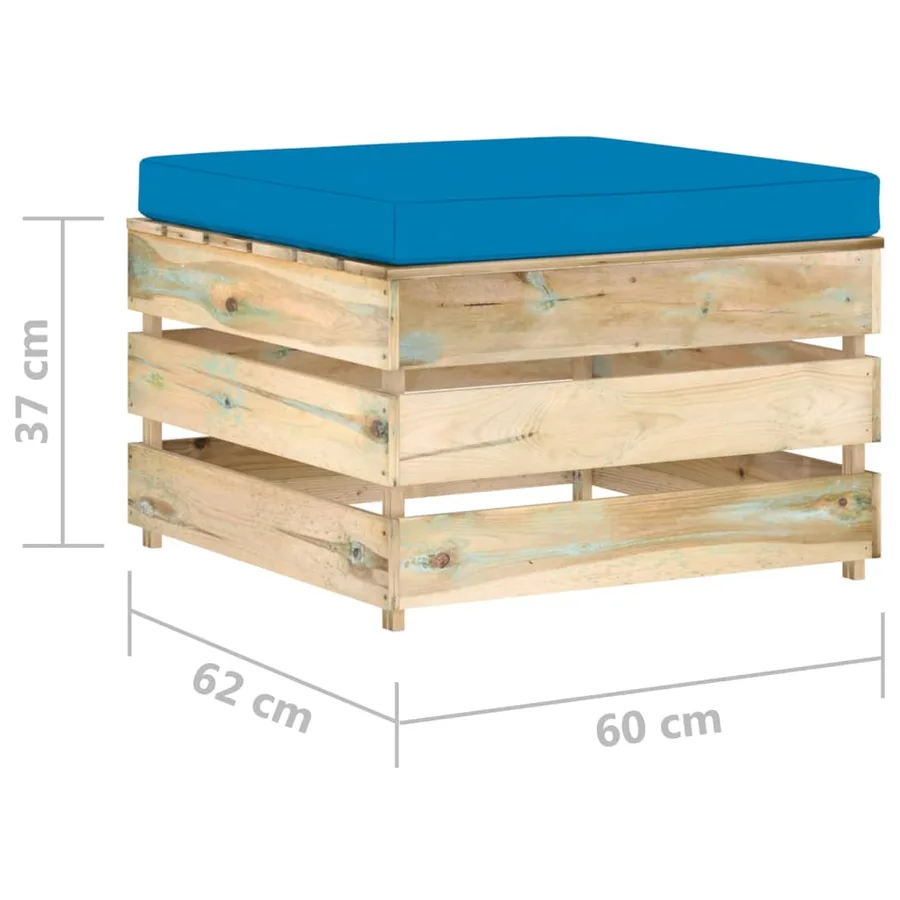 Salon de jardin 2 pcs avec coussins Bois imprégné de vert - 8