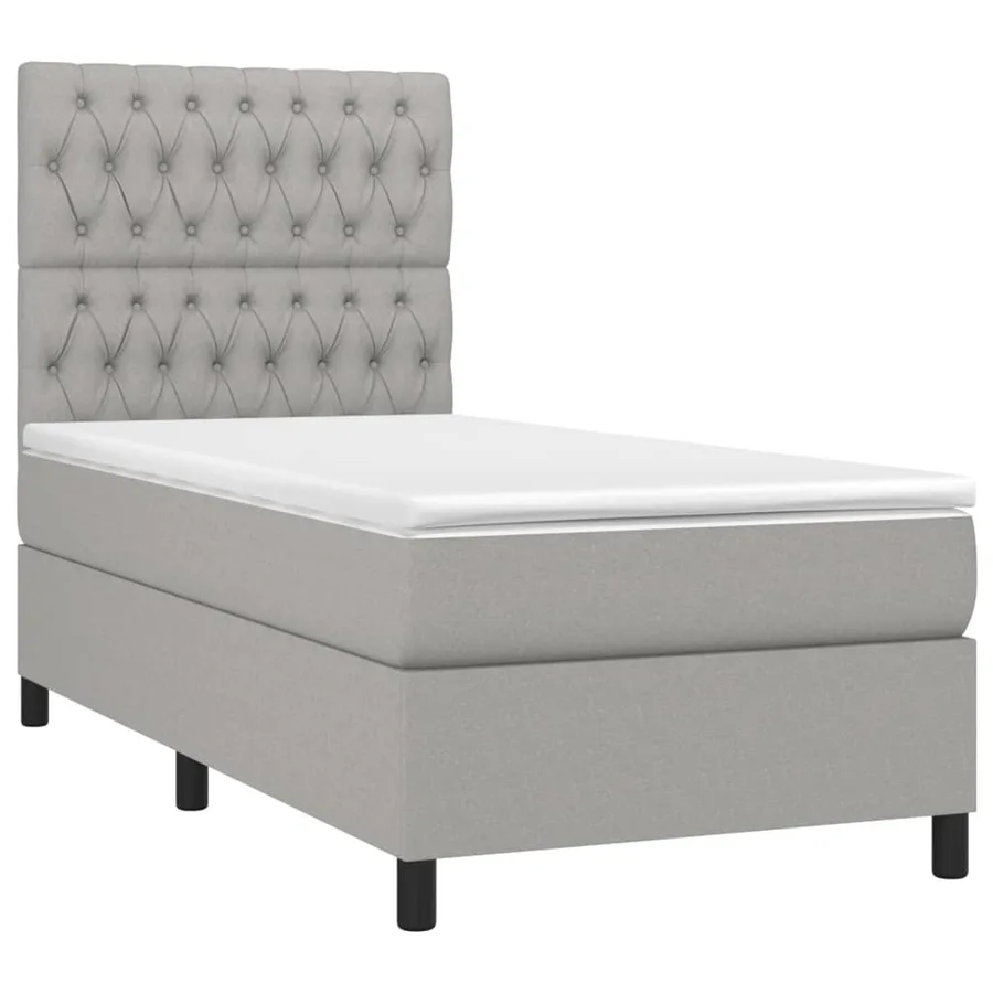 Sommier à lattes de lit et matelas et LED Gris clair 100x200 cm - 3