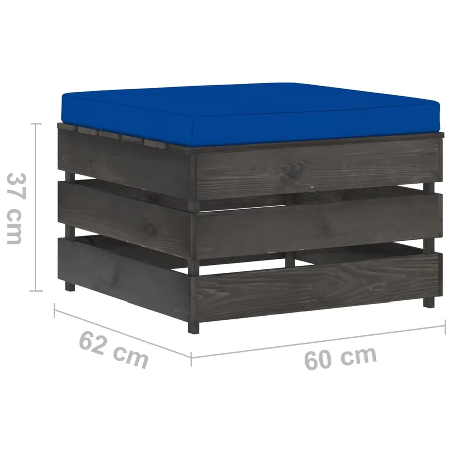 Salon de jardin 2 pcs avec coussins Bois imprégné de gris - 8