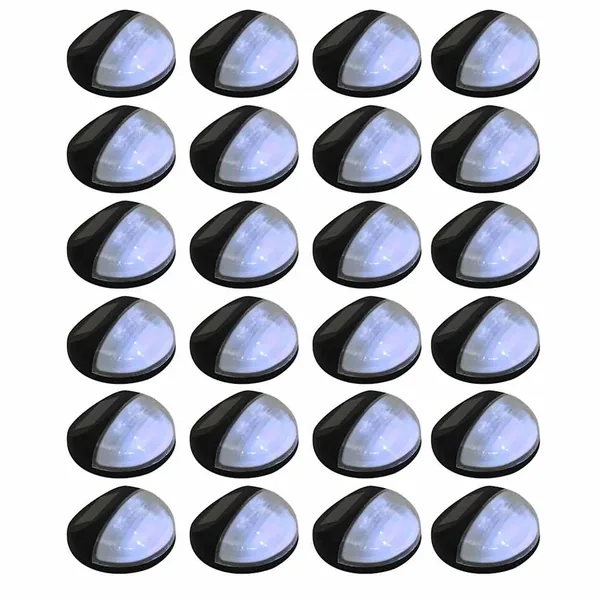 Lampes solaires murales à LED d'extérieur 24 pcs Rond Noir