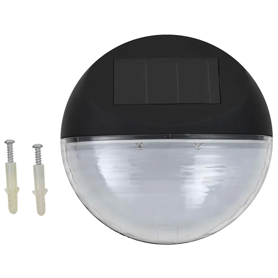 Lampes solaires murales à LED d'extérieur 24 pcs Rond Noir - 2