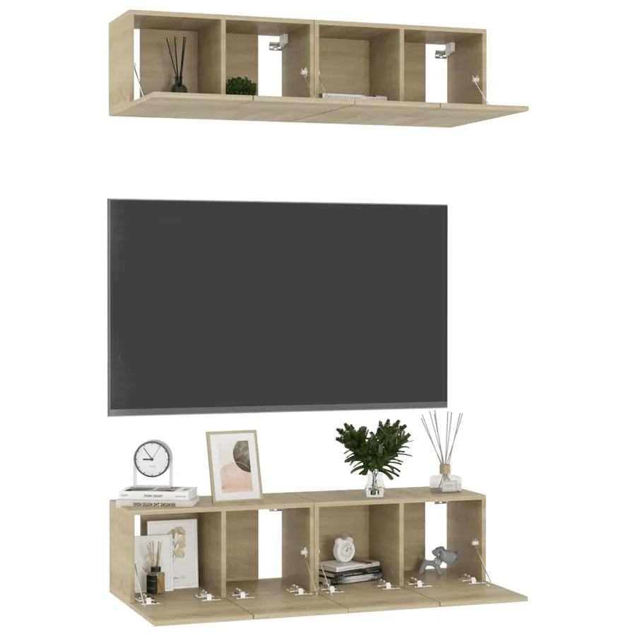 Meubles TV 4 pcs Chêne sonoma 60x30x30 cm Bois d'ingénierie - 3