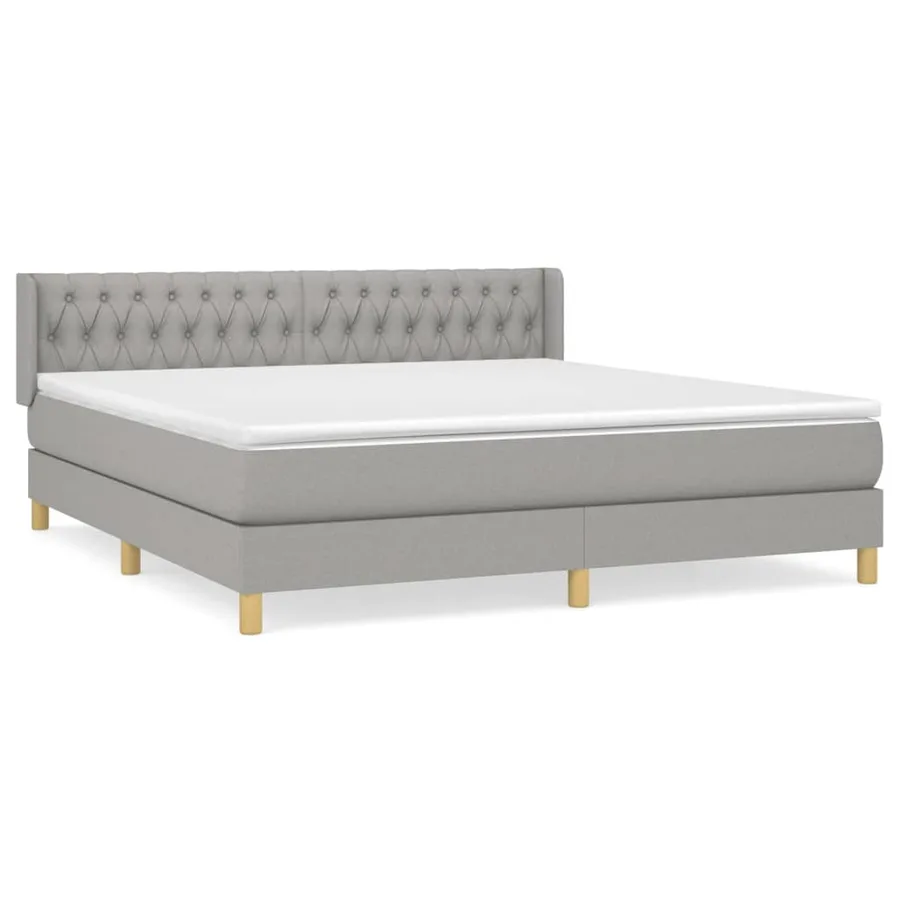 Sommier à lattes de lit avec matelas Gris clair 180x200cm Tissu - 2