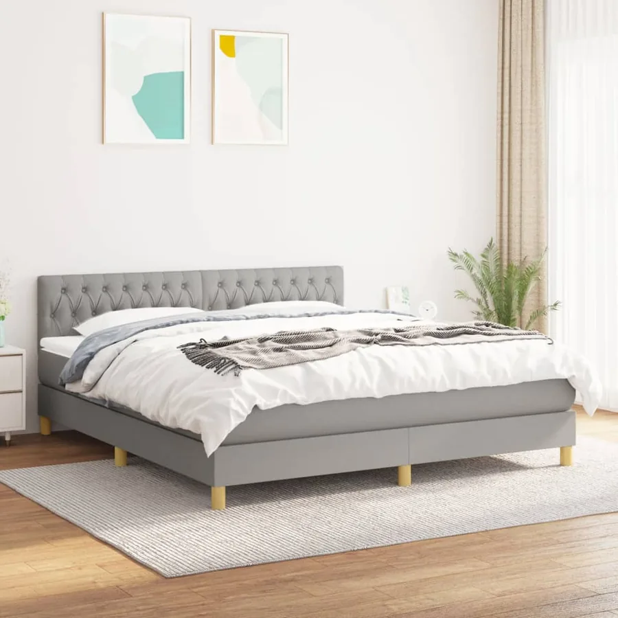 Sommier à lattes de lit avec matelas Gris clair 180x200cm Tissu