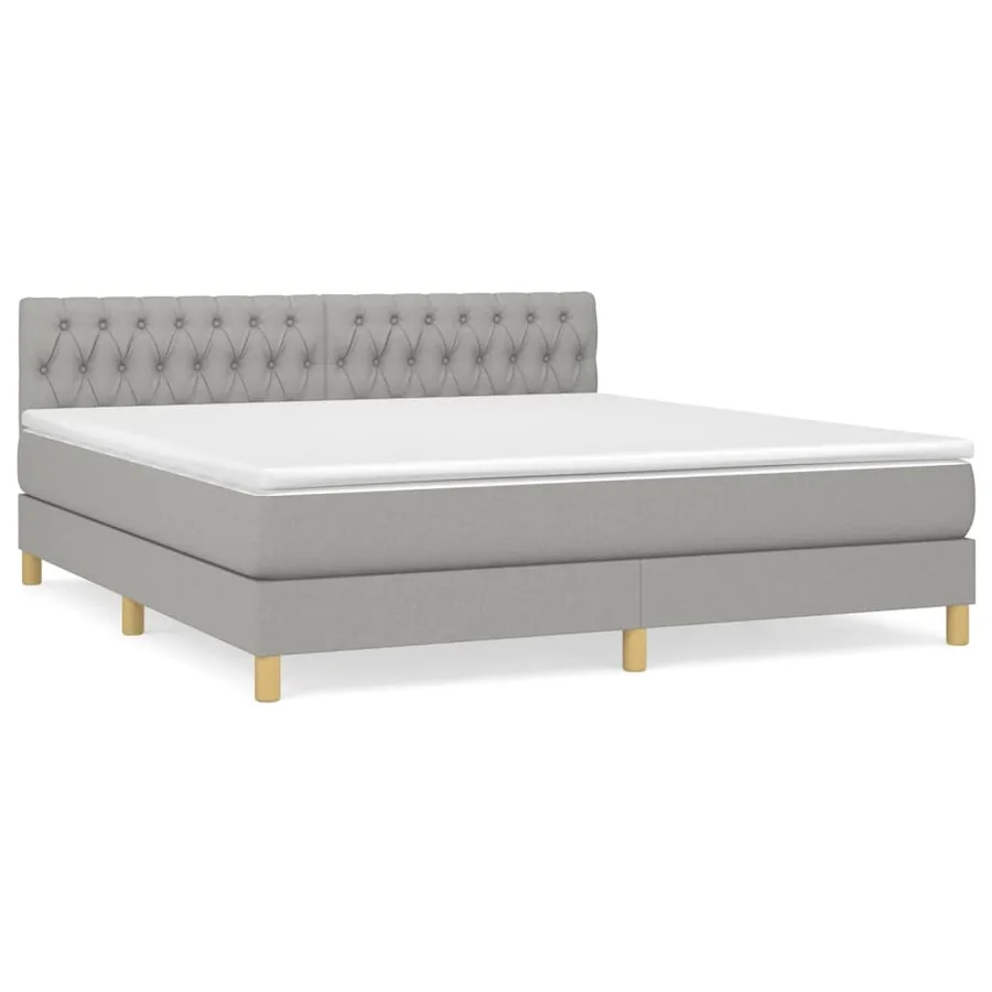 Sommier à lattes de lit avec matelas Gris clair 180x200cm Tissu - 2