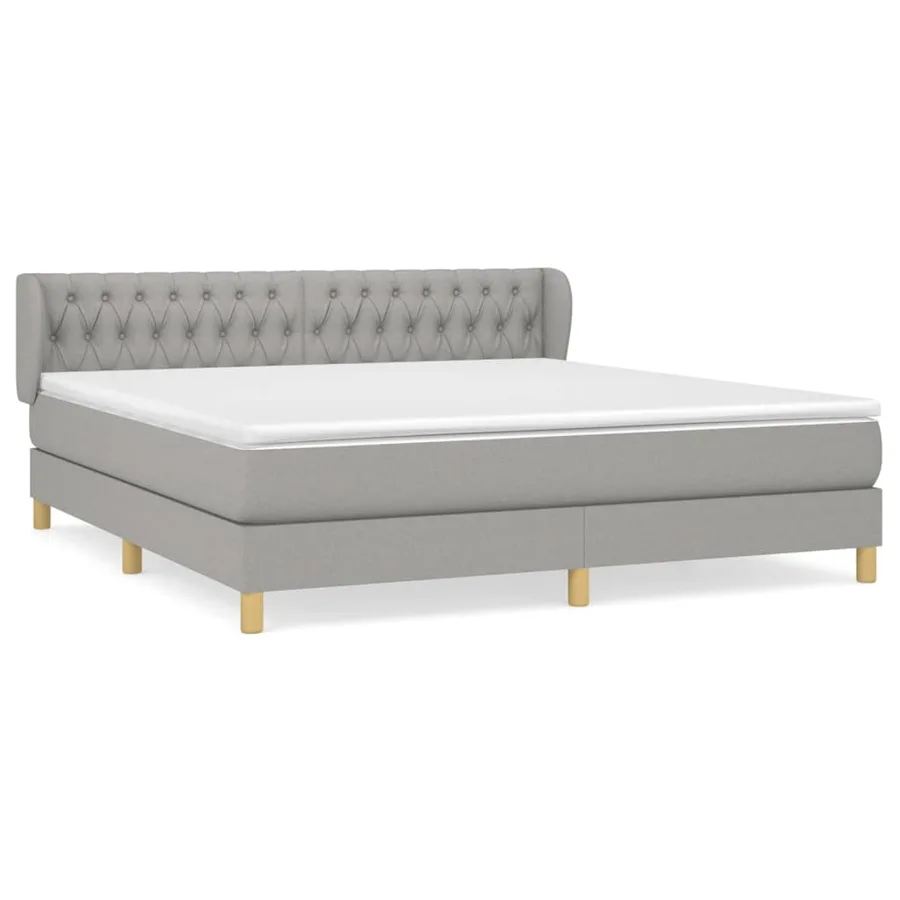 Sommier à lattes de lit avec matelas Gris clair 180x200cm Tissu - 2
