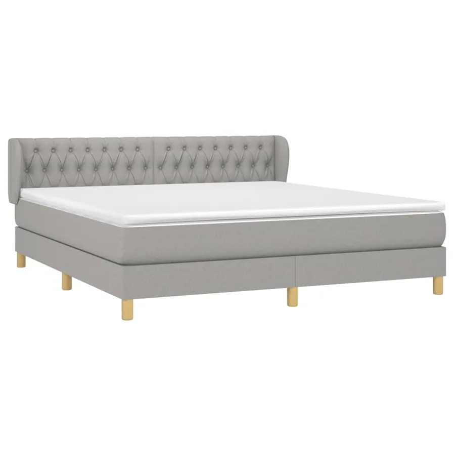 Sommier à lattes de lit avec matelas Gris clair 180x200cm Tissu - 3