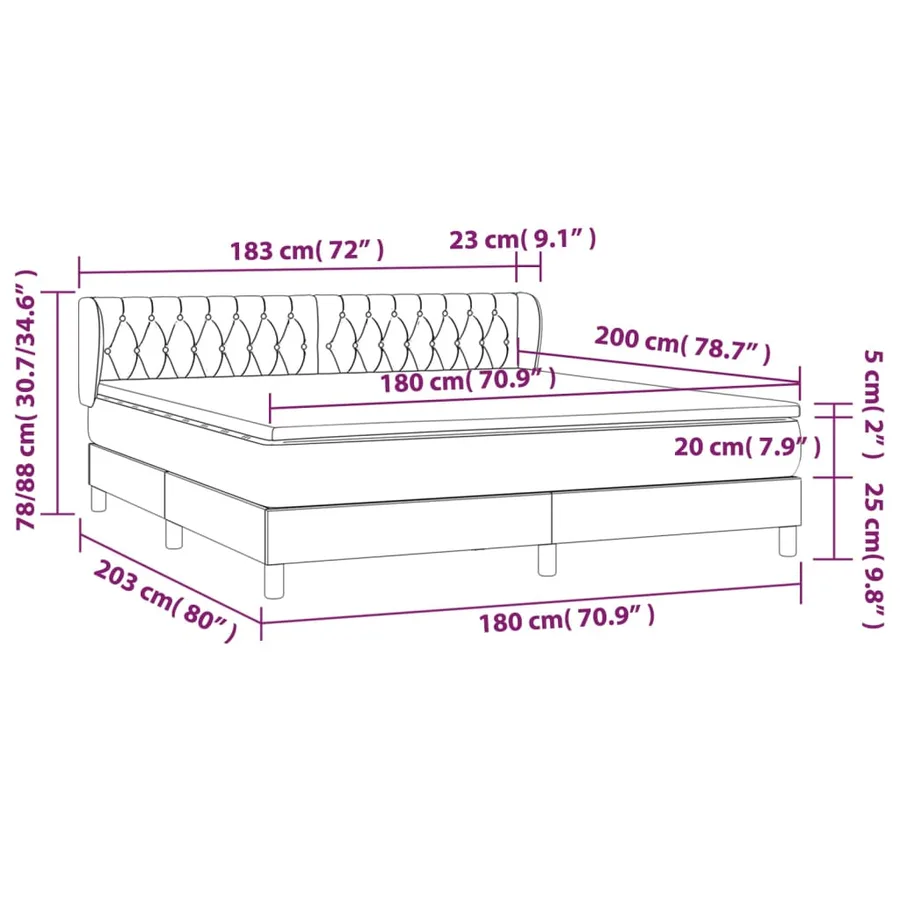 Sommier à lattes de lit avec matelas Gris clair 180x200cm Tissu - 7