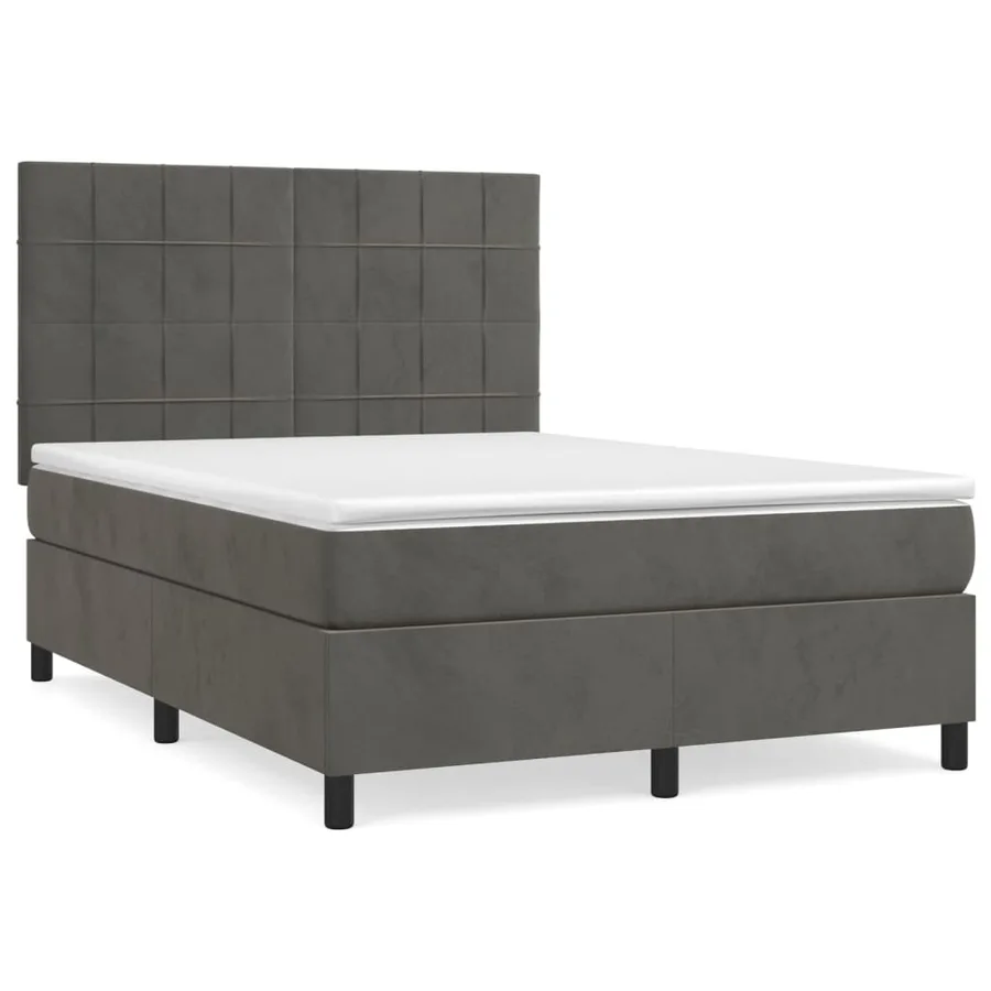 Sommier à lattes de lit et matelas Gris foncé 140x200cm Velours - 2